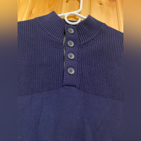 Club Room Navy Long Sleeve Sweater with Quarter Button Down - Picture 3 of 5